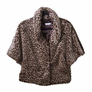Calvin Klein Leopard Faux Fur Cropped Shrug Coat